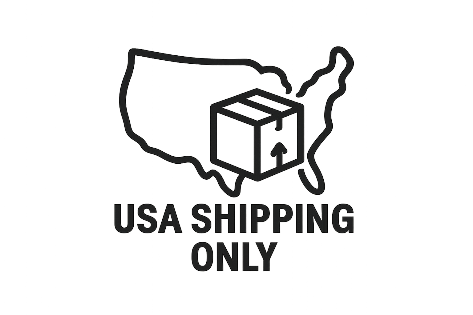 usa shipping only icon, black in color with transparent background. image size must be 1024 by 1024